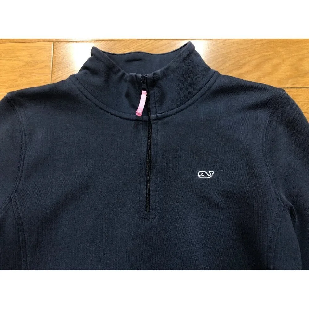 Vineyard Vines 100% Cotton Full Zip Mock Neck Navy Jacket Size XS